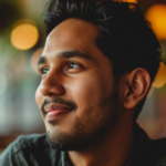 close up excited person portrait